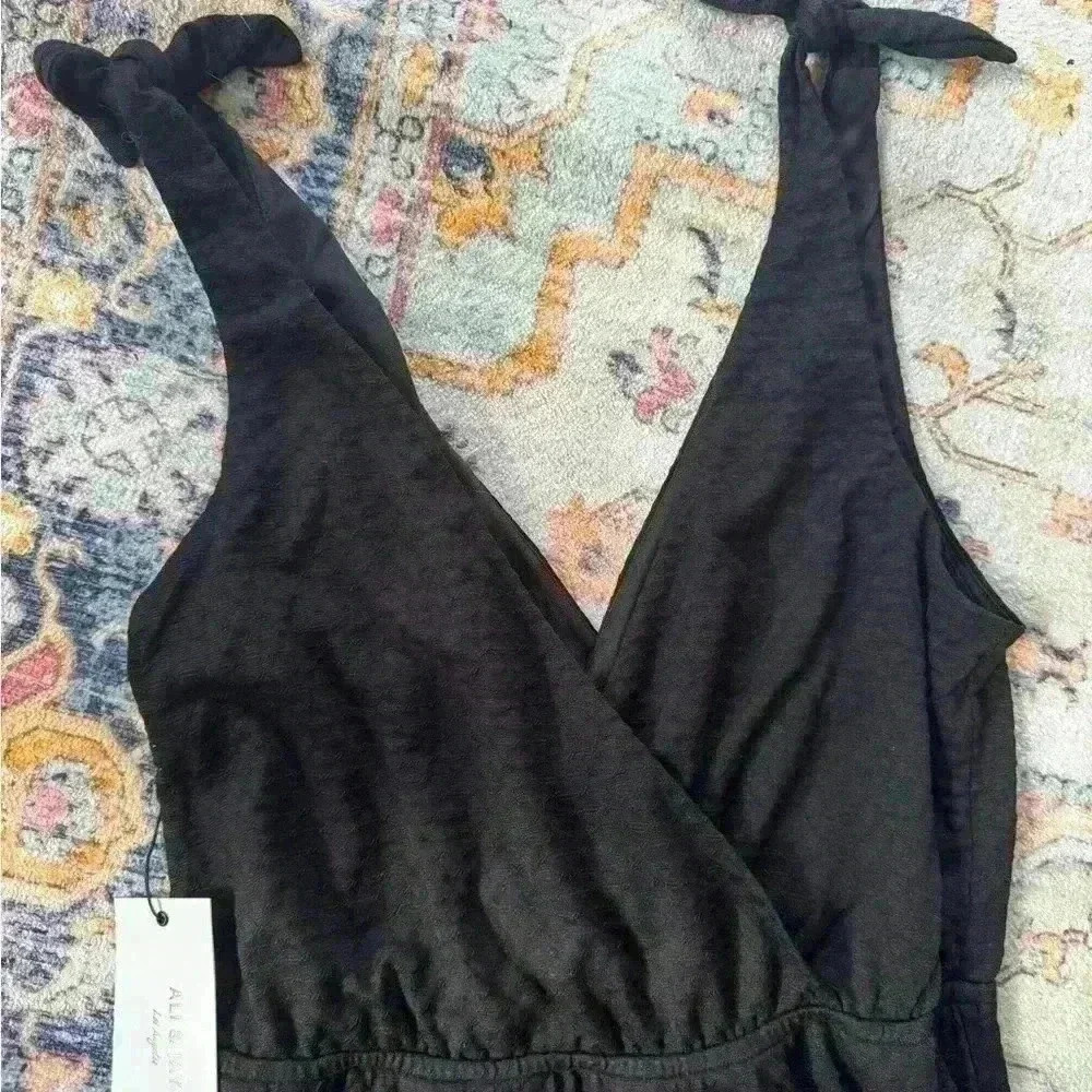 NWT Ali & Jay Fly Baby midi Sleeveless shoulder tie black dress Women’s sz XS - Picture 3 of 5